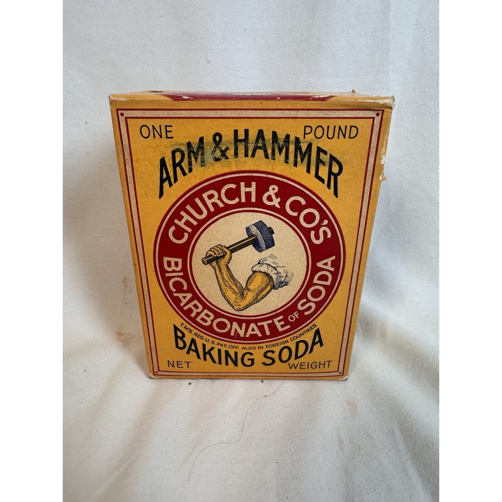 Vintage Arm & Hammer Church & Co Bakingβ Soda Box 1 lb 1950s Advertising